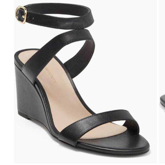 Stuart Weitzman Ava Ankle 75 wedge Sandal in Black Size 8.5 - Picture 1 of 10